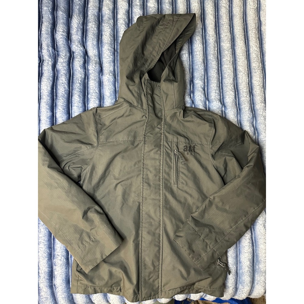 Abercrombie Kids Hooded Fleece Lined Ripstop Jacket Olive Green Boys Small 10
